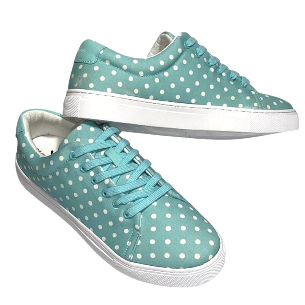 Polka Dot Pool Green Platform Sneakers QVC Lace Up Isaac Mizrahi Live! 12 Blue